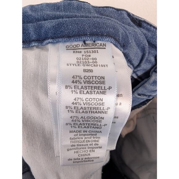 Good American Jeans Good Waist Crop Skinny Distressed Stretch Blue Size 8 29 - Picture 8 of 11